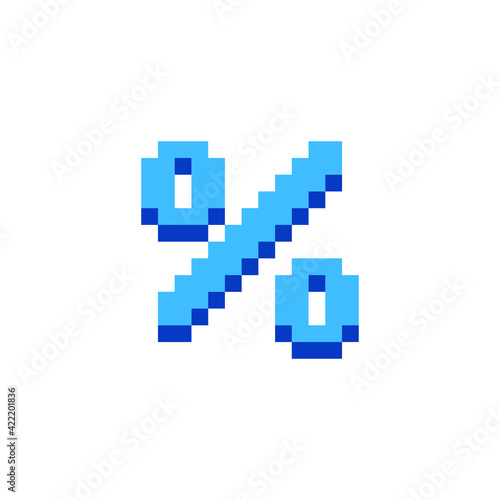 Percent pixel art icon, discount promotion, advertising marketing sales. Isolated vector illustration.