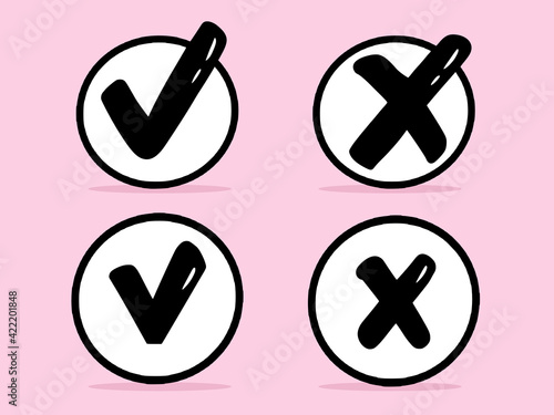 Check and cross reject symbol vector icon design