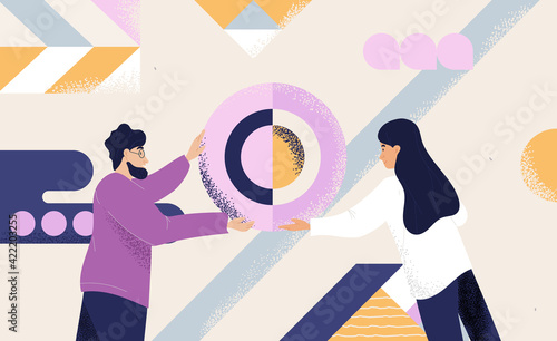 Concept of Organisation with two people working as a team