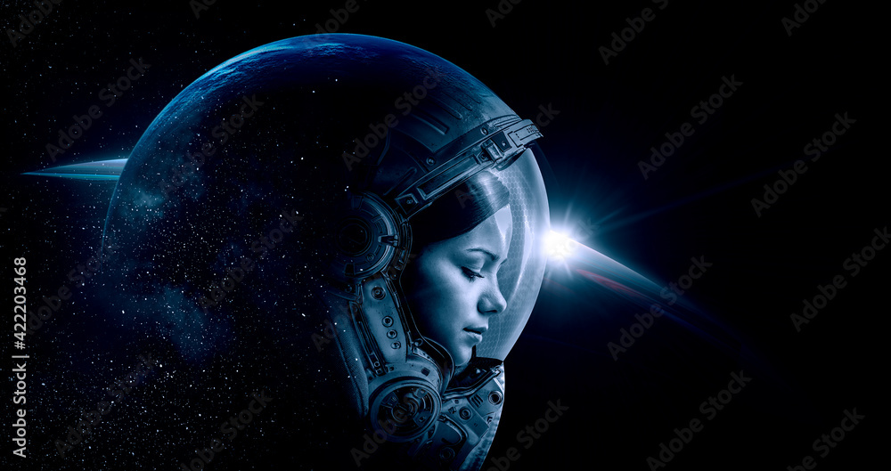 Astronaut at spacewalk . Mixed media Astronaut at spacewalk . Mixed media