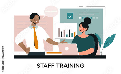 In house or hands on staff training concept with office worker