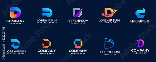 set of abstract symbol letter D logo
