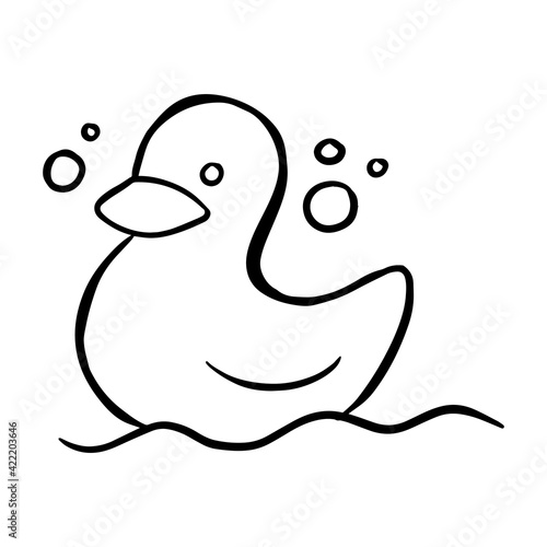 hand drawn rubber duck bath toy.