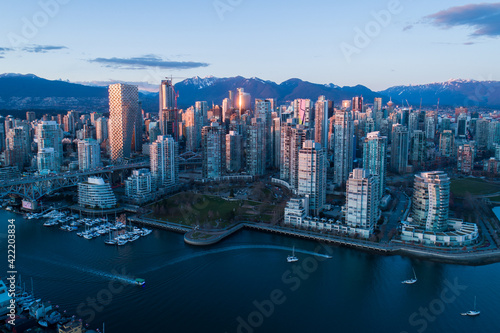 Downtown Vancouver just after sunset © Direct+Drone+Camera