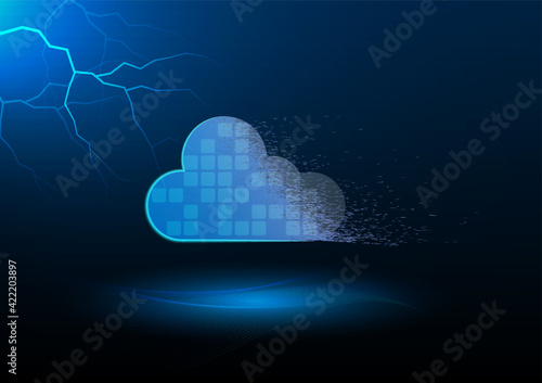 Cloud computing and Internet of things concept. Risk of cloud data theft if not getting good data protection.
