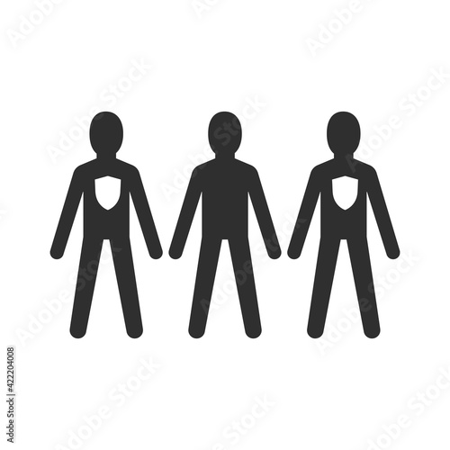 Herd immunity concept icon in black and white.
