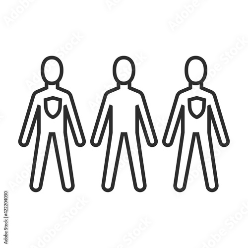 Herd immunity concept icon in thin outline.