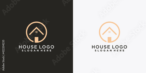 House logo design template with creative circle concept
