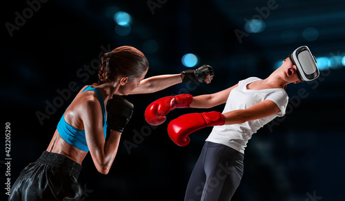 Young woman boxing. . Mixed media © Sergey Nivens