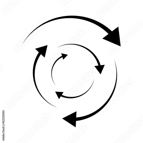 Rotating arrows. Concentric, radial, and circular arrow element. Cycle-cyclical cursor, pointer icon