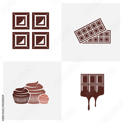 Set of Chocolate logo design vector illustration, Creative Chocolate logo design concept template, symbols icons