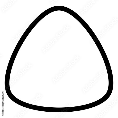 Rounded triangle contour, outline shape. Soft, smooth design element