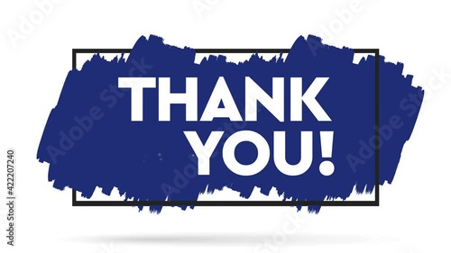 Thank you text on brush. Birthday or wedding anniversary celebration label. Motion graphics