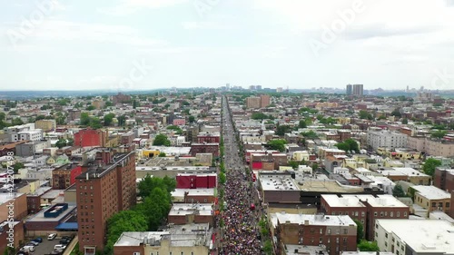 High Altitude Shot  of People Marching at a Black Lives Matter March in West New York photo