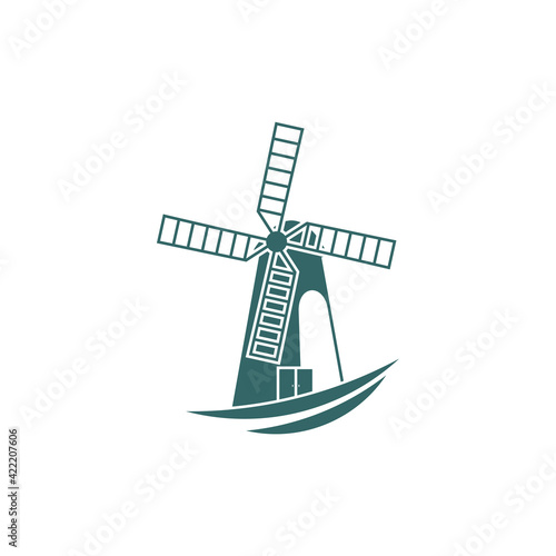 Windmill logo design vector illustration, Creative windmill logo design concept template, symbols icons
