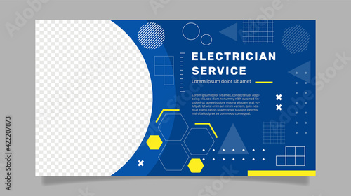 Blue electrician banner template. - Vector.