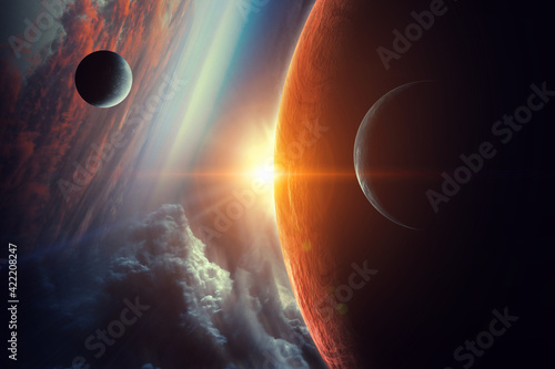Abstract planets and space background