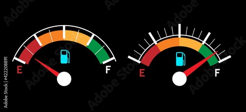 Empty and fueled gas gauges