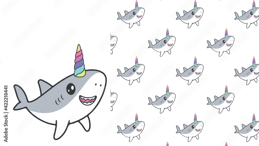 cute unicorn shark Stock Vector | Adobe Stock