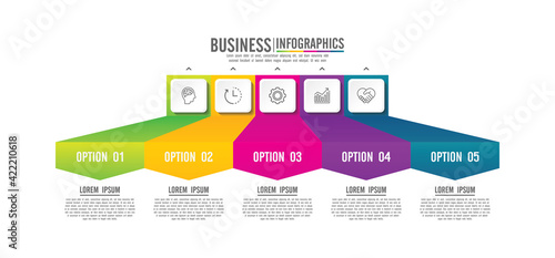 Presentation business infographic template colorful with 5 step