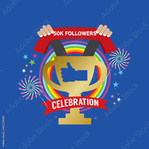 50k Likes Celebration Sign Symbol Vector Illustration.