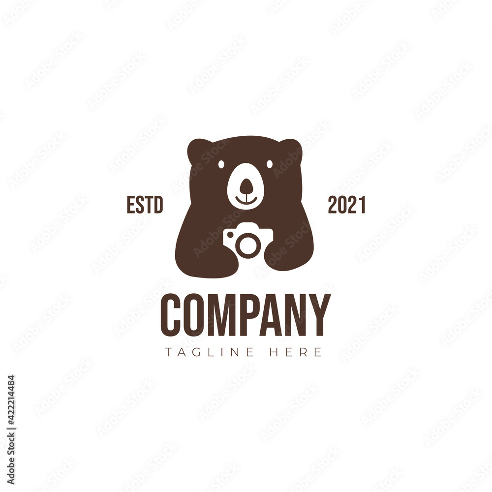 Bear with camera. photography logo vector design illustration idea for company or website
Bear with camera. photography logo vector design illustration idea for company or website