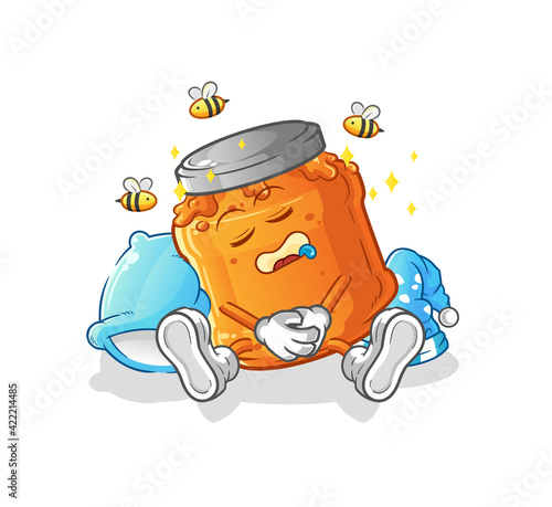 honey jam sleeping character. cartoon mascot vector