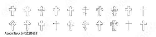 Stroke vector cross line icons.