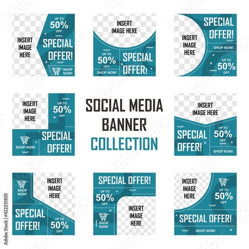 Social media banner design collection. Easy to edit with vector file. Can use for your creative content. Especially for marketing and advertising.