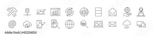 Vector set of SEO thin line icons.