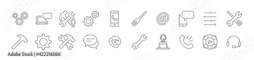 Stroke vector technical support line icons.