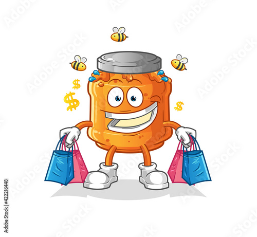 honey jam shoping mascot. cartoon vector