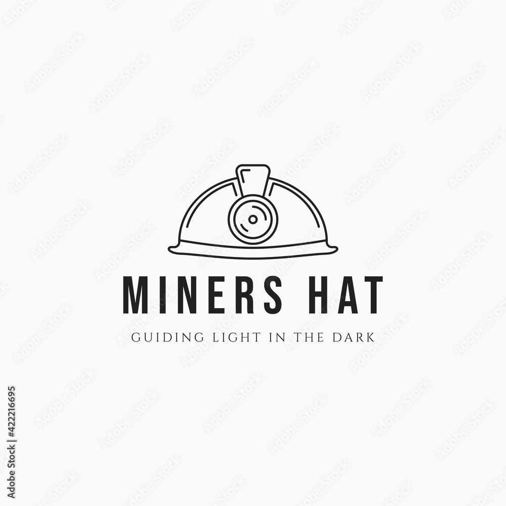 Minimalist line art vector illustration of miner hard hat. Hard hat