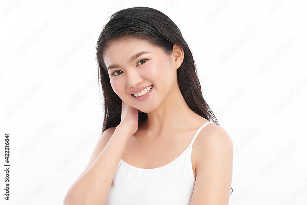 Beautiful young asian woman with clean fresh skin on white background, Face care, Facial treatment, Cosmetology, beauty and spa, Asian women portrait Beautiful young asian woman with clean fresh skin on white background, Face care, Facial treatment, Cosmetology, beauty and spa, Asian women portrait
