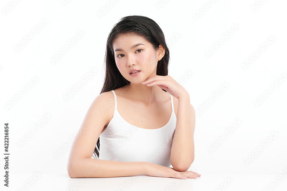 Beautiful young asian woman with clean fresh skin on white background, Face care, Facial treatment, Cosmetology, beauty and spa, Asian women portrait Beautiful young asian woman with clean fresh skin on white background, Face care, Facial treatment, Cosmetology, beauty and spa, Asian women portrait