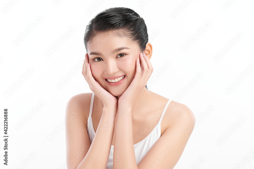 Beautiful young asian woman with clean fresh skin on white background, Face care, Facial treatment, Cosmetology, beauty and spa, Asian women portrait Beautiful young asian woman with clean fresh skin on white background, Face care, Facial treatment, Cosmetology, beauty and spa, Asian women portrait
