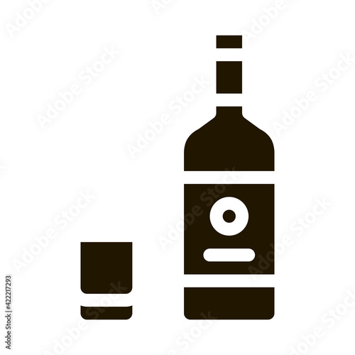 Sake Bottle Cup Icon Vector Glyph Illustration