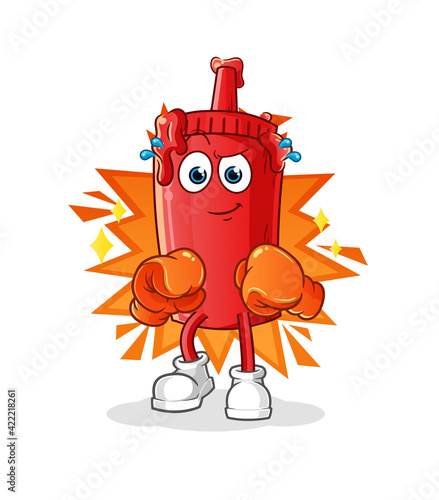 tomato sauce boxer character. cartoon mascot vector