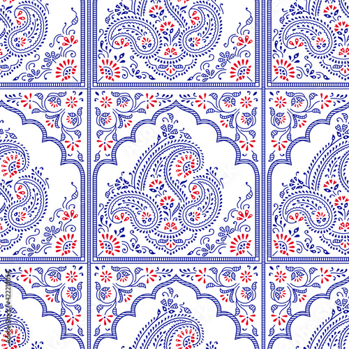 Seamless traditional Asian paisley pattern