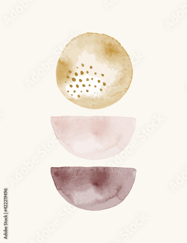 Abstract Watercolor Background In a Trendy Minimal Style. Vector Hand Drawn Illustration from different shapes
