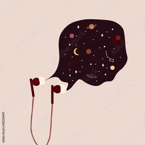 music headphones space, galaxy, concept, euphoria

