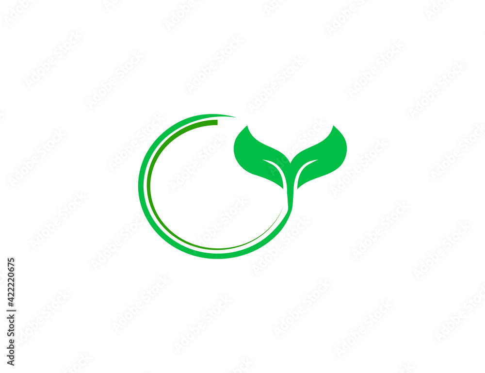 Green leaf, Eco icon on white background. Vector illustration. Green leaf, Eco icon on white background. Vector illustration.