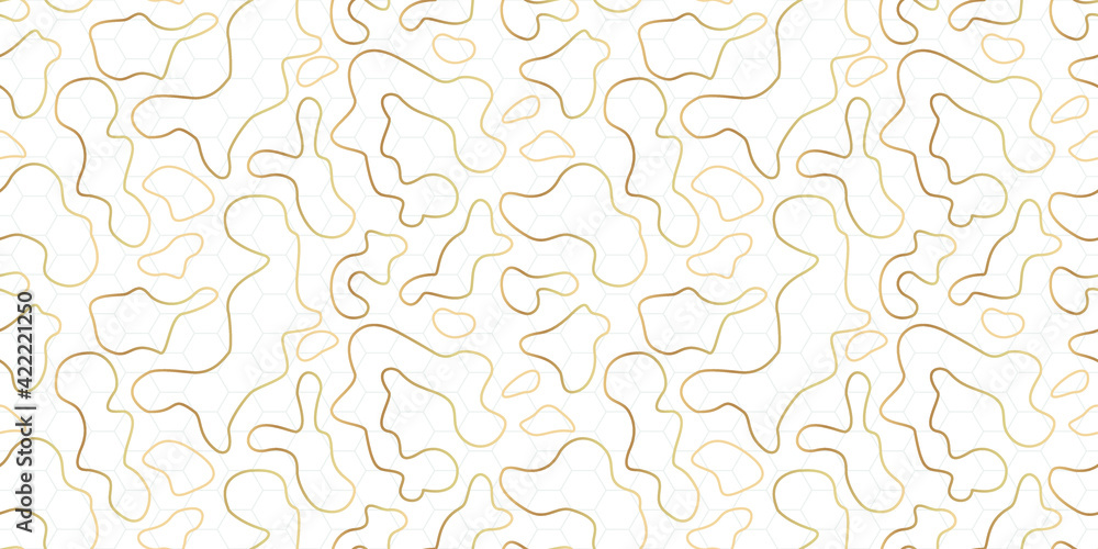 Abstract geometric pattern with gold lines and hexagons. Seamless vector background. Abstract geometric pattern with gold lines and hexagons. Seamless vector background.