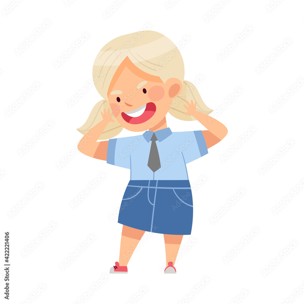 Angry Blond Girl Bullying Somebody and Grimacing Abusing the Weak Vector Illustration Angry Blond Girl Bullying Somebody and Grimacing Abusing the Weak Vector Illustration