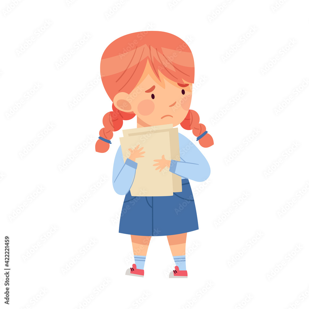 Bullied Redhead Girl Standing Suffering from Mockery and Sneer at School Vector Illustration Bullied Redhead Girl Standing Suffering from Mockery and Sneer at School Vector Illustration