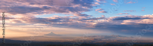 Beautiful panoramic landscape photo with a wonderful view of Momotombo volcano, Nicaragua photo