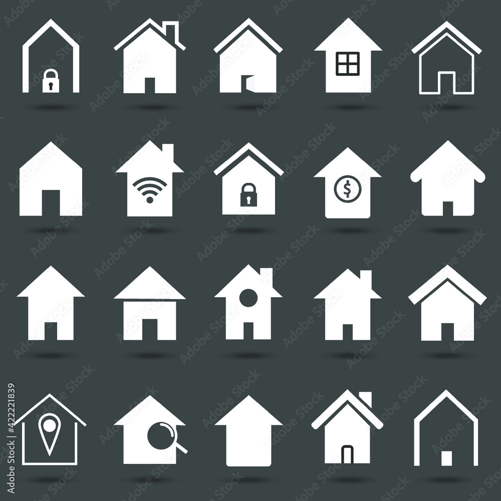 Set of home icon, Flat line shape of house vector illustration. 640x640 perfect pixels . Set of home icon, Flat line shape of house vector illustration. 640x640 perfect pixels .