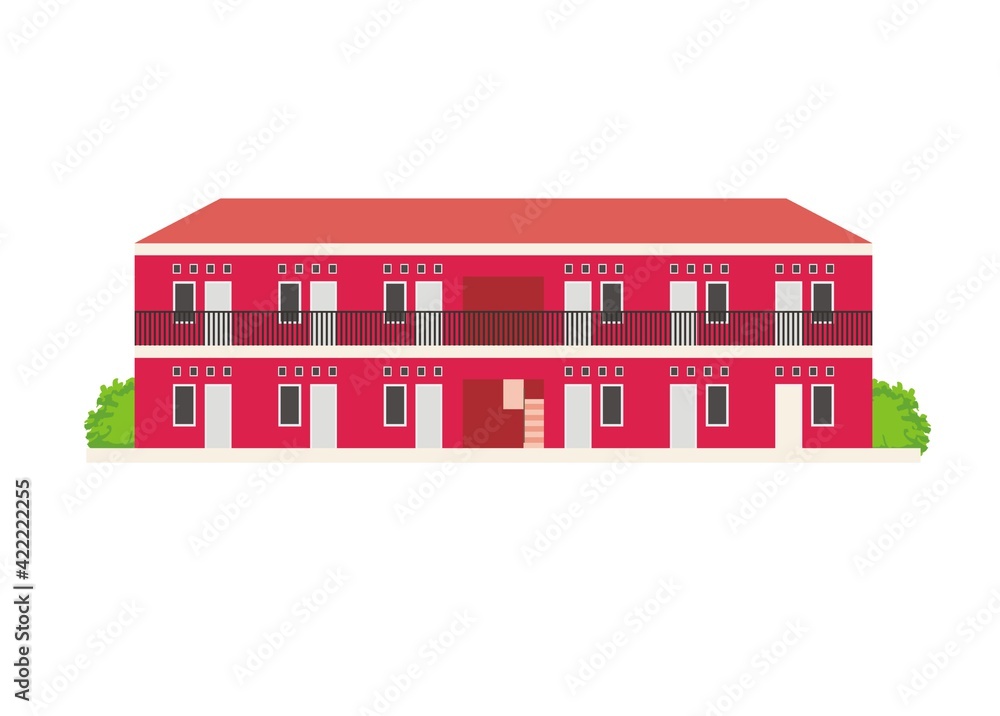 Dormitory building. Simple flat illustration.