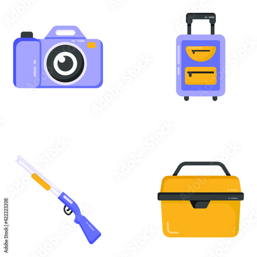 
Pack of Equipment Flat Icons 


