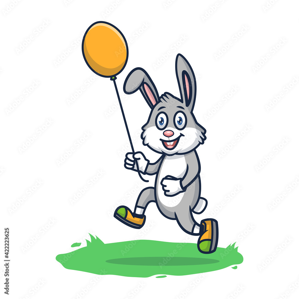 Happy Rabbit with balloon illustration Happy Rabbit with balloon illustration